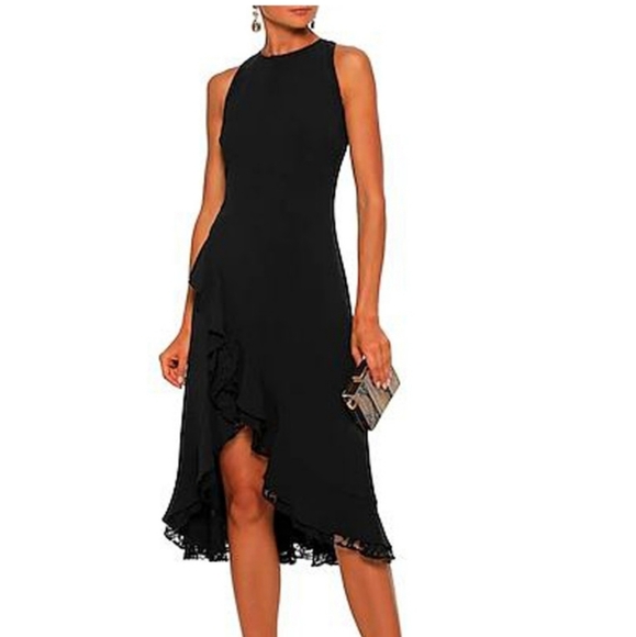 Zac Posen Dresses & Skirts - ZAC Posen Ruffles and Lace Sleeveless Size 8 Black Gown Maxi Dress NWT
